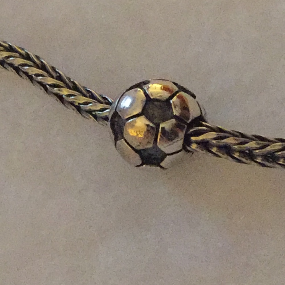 Authentic Trollbeads, sterling Soccer ball bead